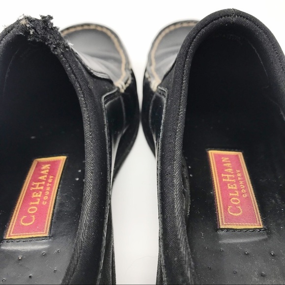 Y2K Cole Haan Nike Air Leather Double Stitch Slip On Block Heel Mules Black 8 B - Picture 5 of 12